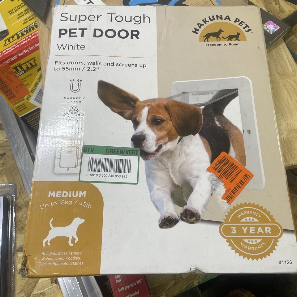 Puerta para mascotas Hakuna Pets mediana blanca de lujo de aluminio nueva Foto 1 de 1