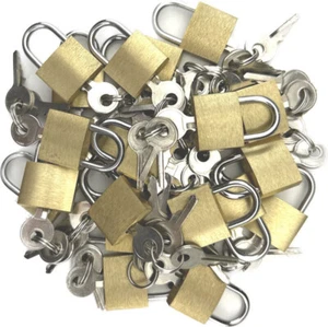 100 Small Mini Metal Padlock Brass Tiny Box Travel Locks Keyed Jewelry 3key 20mm - Picture 1 of 3