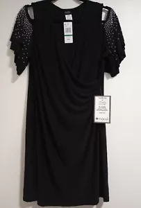 MSK NUEVO CON ETIQUETAS Negro Talla L Mangas L L L Vestido Peek A Boo Hombros Ocasión Especial - Imagen 1 de 4