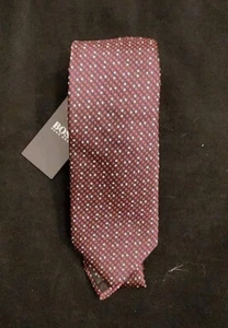 CRAVATTA HUGO BOSS BLACK LABEL SETA ROSSO/NERO MADE IN ITALY#50461265-NUOVA CON ETICHETTE - Foto 1 di 8