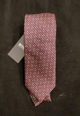 Corbata de seda Hugo Boss etiqueta negra roja/negra hecha en Italia #50461265-nueva con etiquetas Foto 1 de 4