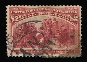 VERY AFFORDABLE GENUINE SCOTT #242 USED 1893 $2 BROWN RED COLUMBIAN EXPO 21614 - Picture 1 of 2