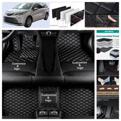 For Toyota Sienna 8 Seater 2011-2020 Car Floor Mats PU Leather Waterproof Liners Foto 1 de 4