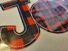 Chistmas Iron On Patch/applique Red And Black Plaid "JOY" 5in x 8in