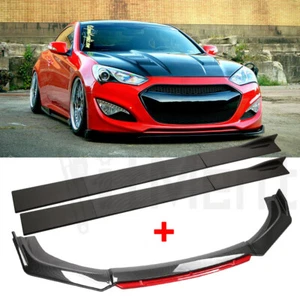 For Hyundai Genesis Coupe Carbon Front Bumper Lip Splitter + 86.6" Side Skirts - Picture 1 of 12