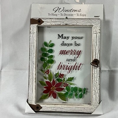 Placa de ventana de 6" H decoración de pared de Navidad entera que tus días sean felices y brillantes Foto 1 de 4