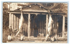 1935 Game at Marshall's In the Maine Woods Buck & Bear Young Girl RPPC Hunting - Picture 1 of 2