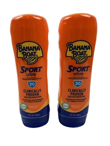 (2) Banana Boat SPORT Ultra Sunscreen SPF 30 Lotion 8oz Each, 03/2026 - Picture 1 of 3