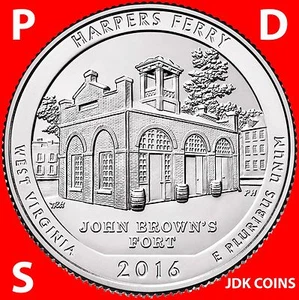 2016 PDS SET HARPERS FERRY NATIONAL PARK (WV) THREE QUARTERS SET UNCIRCULATED - Picture 1 of 4