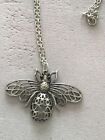 Filigree Large Tibetan Silver Bee 24" Silver Plated Necklace
