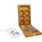 GSE Multi-Color Glass Stones Mancala Pine Wood Board Game Family Travel Set