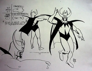 FANTASTIC FOUR 1967 Animation Production ALEX TOTH Model Cel Copy Hanna-Barbera - Picture 1 of 2