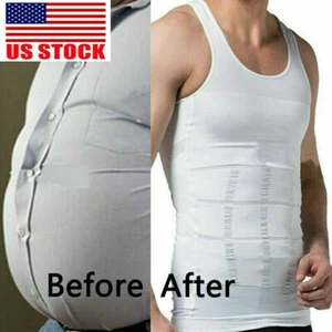 Men Body Shaper Toning T-Shirt Ultra Durable Slimming Vest Compression Underwear - Picture 1 of 36