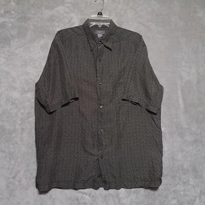 Crazy Horse Mens Size L Black White Geometric Shirt Button Up Silk Casual - Image 1 of 4