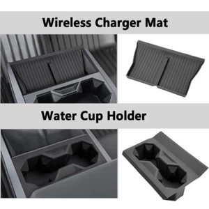 2Pcs Wireless Charger Protector Mat, Water Cup Holder For Tesla Cybertruck 2024 - Picture 1 of 9