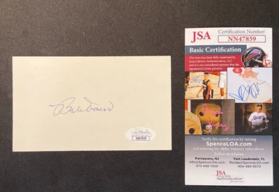 Bobby Doerr Signed Index Card JSA Certified w/COA Boston Red Sox HOF (d.2017)! - Image 1 of 3