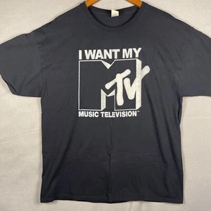 Camiseta I Want My MTV Hombre XL Negra Años 90’s Retro Algodón Fruta del Telar - Imagen 1 de 6