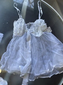 white lace with see-through Babydoll lingerie - Picture 1 of 4
