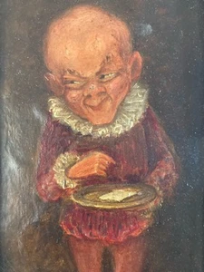 TRes Belle Peinture Huile Sur Carton XIXe Portrait Homme Gnome Ancien 1900 Art - Photo 1/7