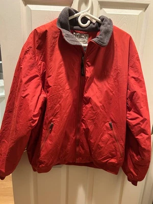 LL Bean mens burnt orange zip up bomber jacket 2 zip pocket gray lining Sz L - Image 1 of 3