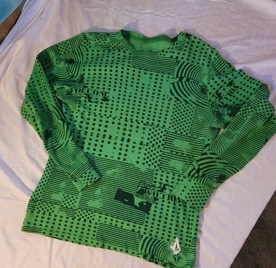 Volcom Green Waffle Knit Thermal Shirt Men's XL Logo Cotton Blend Skater Cool - Image 1 of 4