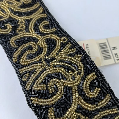 Cinturón Talbots Negro y Dorado Cuentas Nuevo con Etiquetas Mediano Fiesta Evento Auto Sujeción Foto 1 de 4