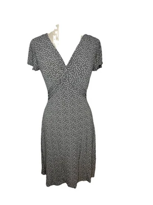 NINE WEST Womens Dress Black Dot Print S Short Sleeve Pullover V-Neck Belt New - Image 1 of 4