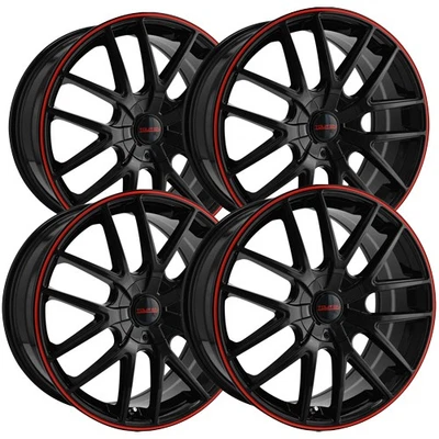 (Set of 4) Touren TR60 18x8 5x110/5x115 +40mm Black/Red Wheels Rims 18" Inch Foto 1 de 4