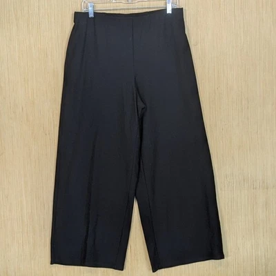 Calça cropped Eileen Fisher preta perna larga minamilista chique carreira feminina grande - Imagem 1 de 4