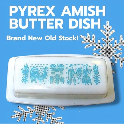 Pyrex Turquoise Amish Cinderella Butterprint Butter Dish 32 Series- NEW! - Image 1 of 4