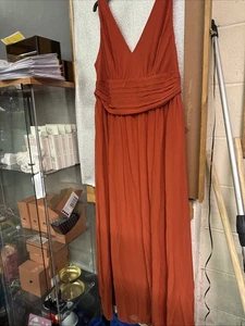 Ever Pretty Vestido Plisado Terracota Gasa Reino Unido Talla 18 - Imagen 1 de 8