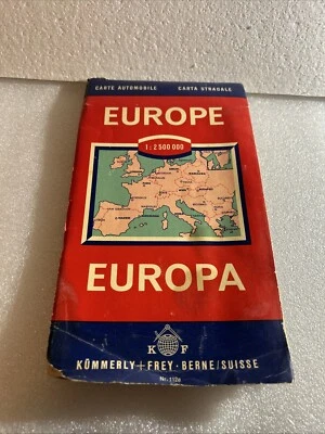 Vintage Europa Europe Road Map Kümmerly+Frey Bern/Schweiz 1957  1:2,500,000 - Image 1 of 3