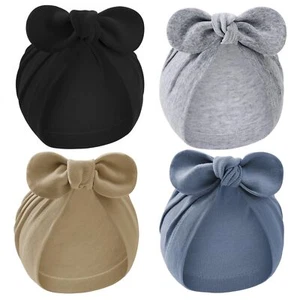 4PCS Baby Boy Hats with Big Bow Cotton Breathable Newborn Hats for Boys Girls... - Picture 1 of 5