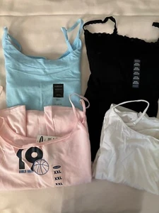 OLD NAVY, JOCKEY, ETC Tank Tops Lot of 4 / Black, Blue, Pink Bra / Sz XXL NWT’S - Picture 1 of 5