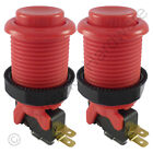 2 x Suzo Happ 28mm Round Classic Arcade Buttons & Microswitches (Red) - MAME