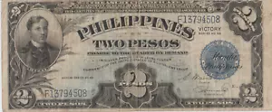 1944 FILIPINAS (DOS PESOS) VICTORIA (CERTIFICADO DE PLATA DEL TESORO) 2 PESOS - Imagen 1 de 2