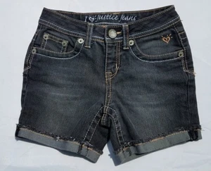 Justice Girls Shorts Size 8R Denim Blue Jean Cutoff Cuffed - Picture 1 of 5