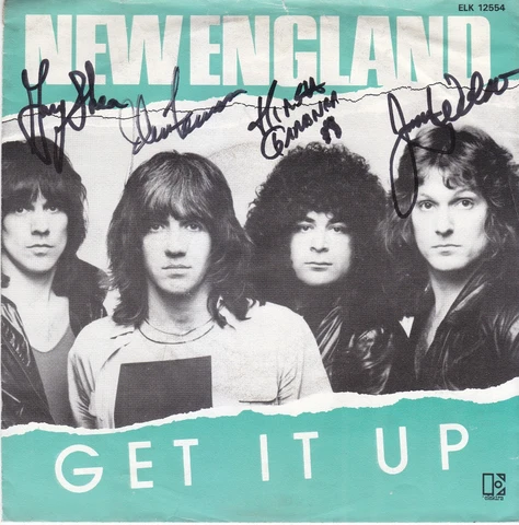 New England signed 45 PS GET IT UP Brussels print rare. Todd Rundgren w/record Cover