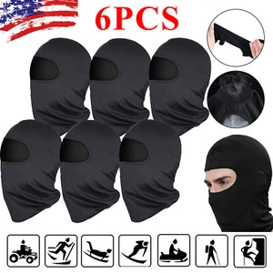 6PCS Men Balaclava Black Face Mask Lightweight Motorcycle Warmer Ski Neck Gaiter - Picture 1 of 12