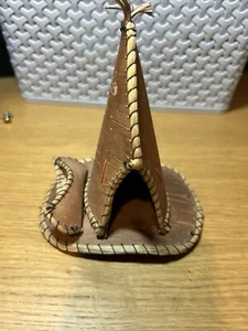 Handmade Native American Birch Bark Teepee & Canoe 6.25” - Picture 1 of 9