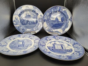 Vintage Old Staffordshire Flow Blue Souvenier Landmark Plates DC, MI, Virginia , - Picture 1 of 15