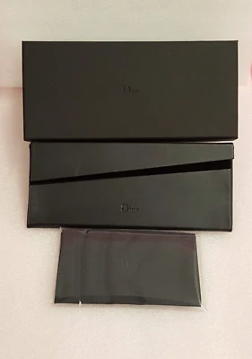 NEW DIOR MEDIUM BLACK HARD SUNGLASSES CASE WITH CLOTH & CARDS. 100% AUTHENTIC. - Image 1 of 4