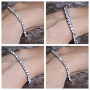 Pulseras de tenis enchapadas en oro blanco 18k en 3 mm 4 mm y 5 mm y 5A circonio cúbico - Imagen 1 de 7