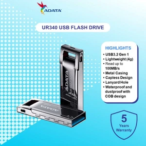 ADATA UR340 USB 3.2 Gen1 8GB-512GB Flash Drive Memory Thumb Stick Storage Device - Afbeelding 1 van 10