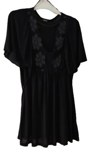 Papaya Womens Black Cap Sleeve Short Sleeve Top Tunic Size 20 - Picture 1 of 2