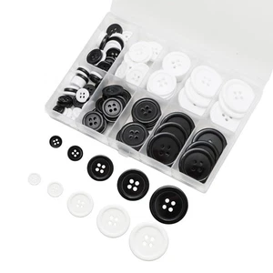 Mixed Sewing Buttons 100 PCS 5 Sizes of Round White Black Buttons for Crafts - Picture 1 of 6