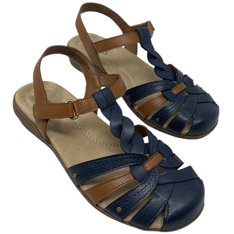 Sandalias de pescador Baretraps "Benoni" para mujer 8,5 W azul marino y marrón imitación cuero Foto 1 de 4