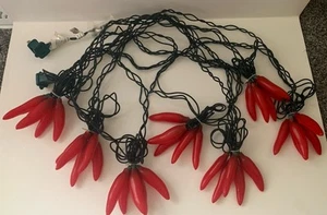 Vtg Patio /RV RED HOT CHILI Light String 7 Clusters w 5 Peppers Each - 15.5 ft - Picture 1 of 16