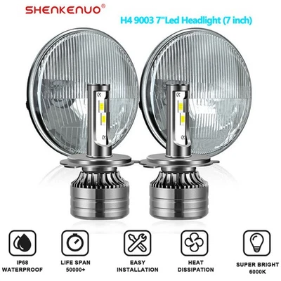 Pair 7" Inch LED Car Headlight Parts round HI/LO Beam for Cadillac DeVille 54-59 Foto 1 de 4