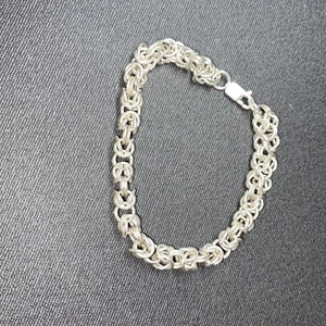 Brazalete de cadena de eslabones de plata de ley 925 maciza cota de malla 7,5 pulgadas - Imagen 1 de 3